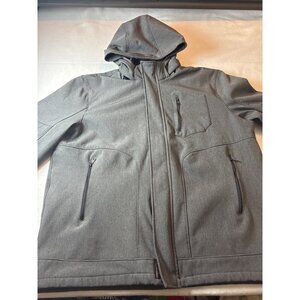 Mens Gray Hooded Softshell Jacket Size Xl